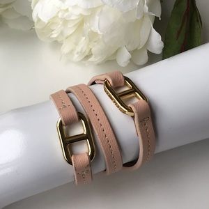 Tory Burch Leather Plato Wrap Bracelet